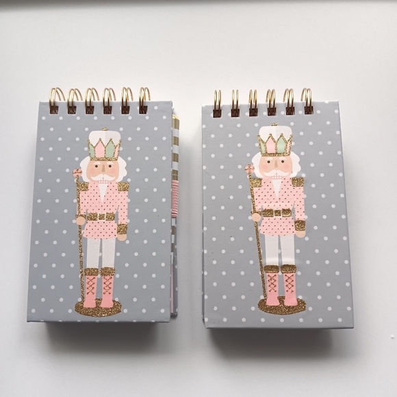 NEW Christmas Spiral Bound Notepads with Pen Nutcracker Santa Gold Red Gifts - Picture 5 of 6